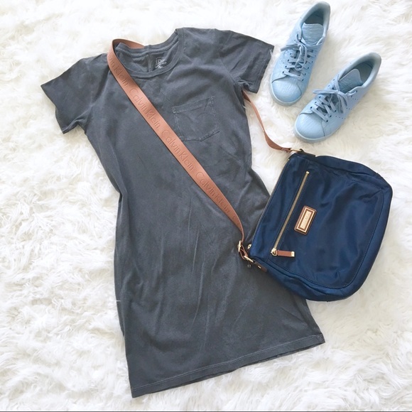 J. Crew Dresses & Skirts - J. Crew Garment Dyed Pocket T-Shirt Dress in Grey